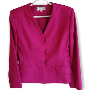 Vintage Braemar by Jeremy Scott Pure Virgin Wool Pink Single Breasted Blazer 4